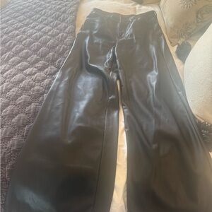 MOTHER Black Vegan Leather -Wide leg